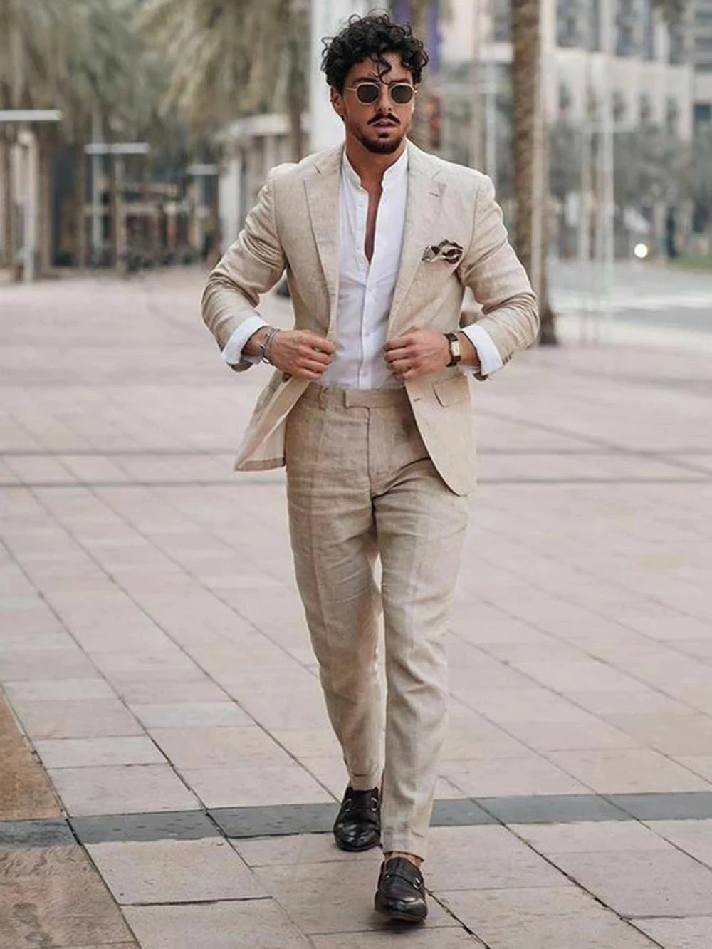 Men Formal Wear In Summer - Summer Beach Business Linen Men Suits
