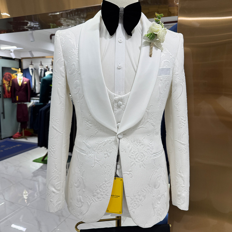 Men Formal Wear Jacket - Men Wedding Suit White 3 Piece