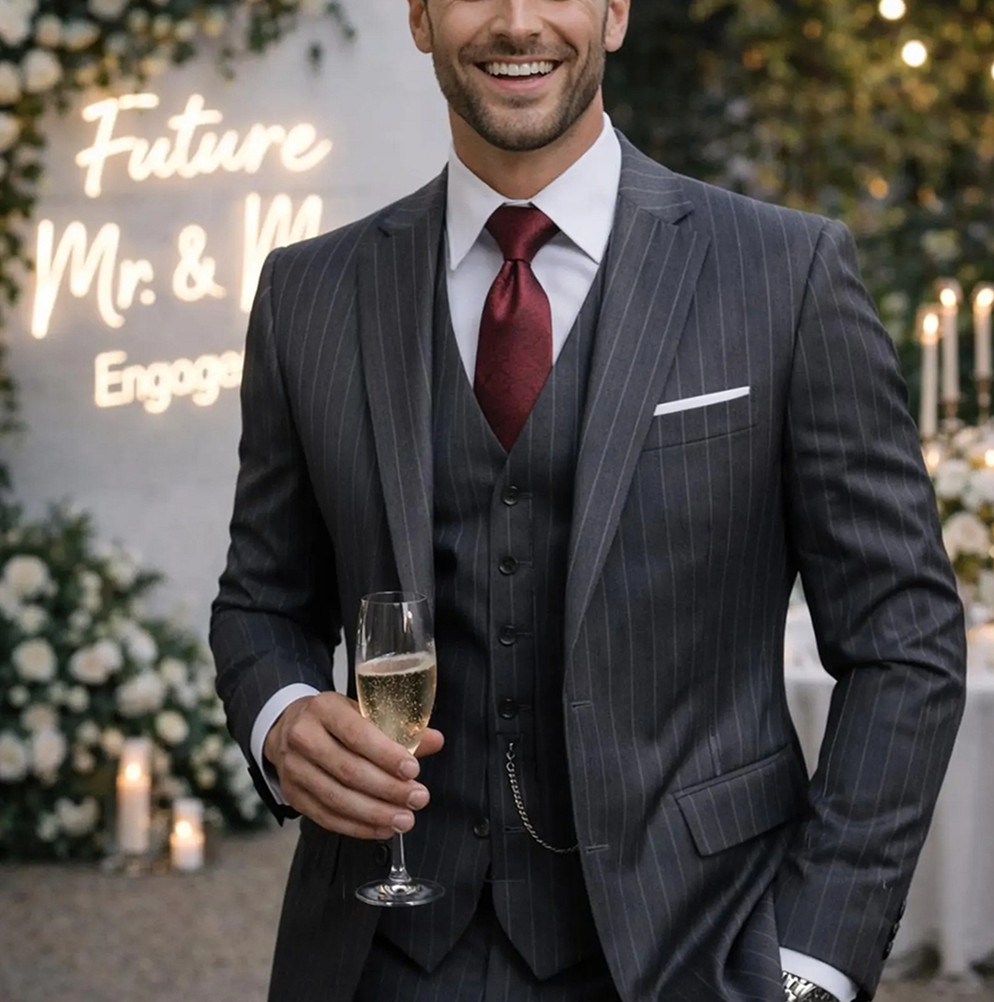 Men'S Formal Wear For Engagement - Elegant 3 Piece Wedding Party Wear