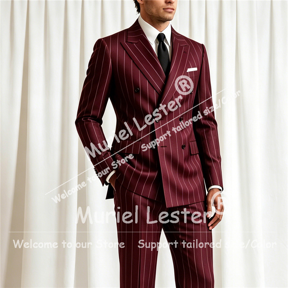Men Formal Wear Jacket - Elegant Stripes Suit Men 2 Piece