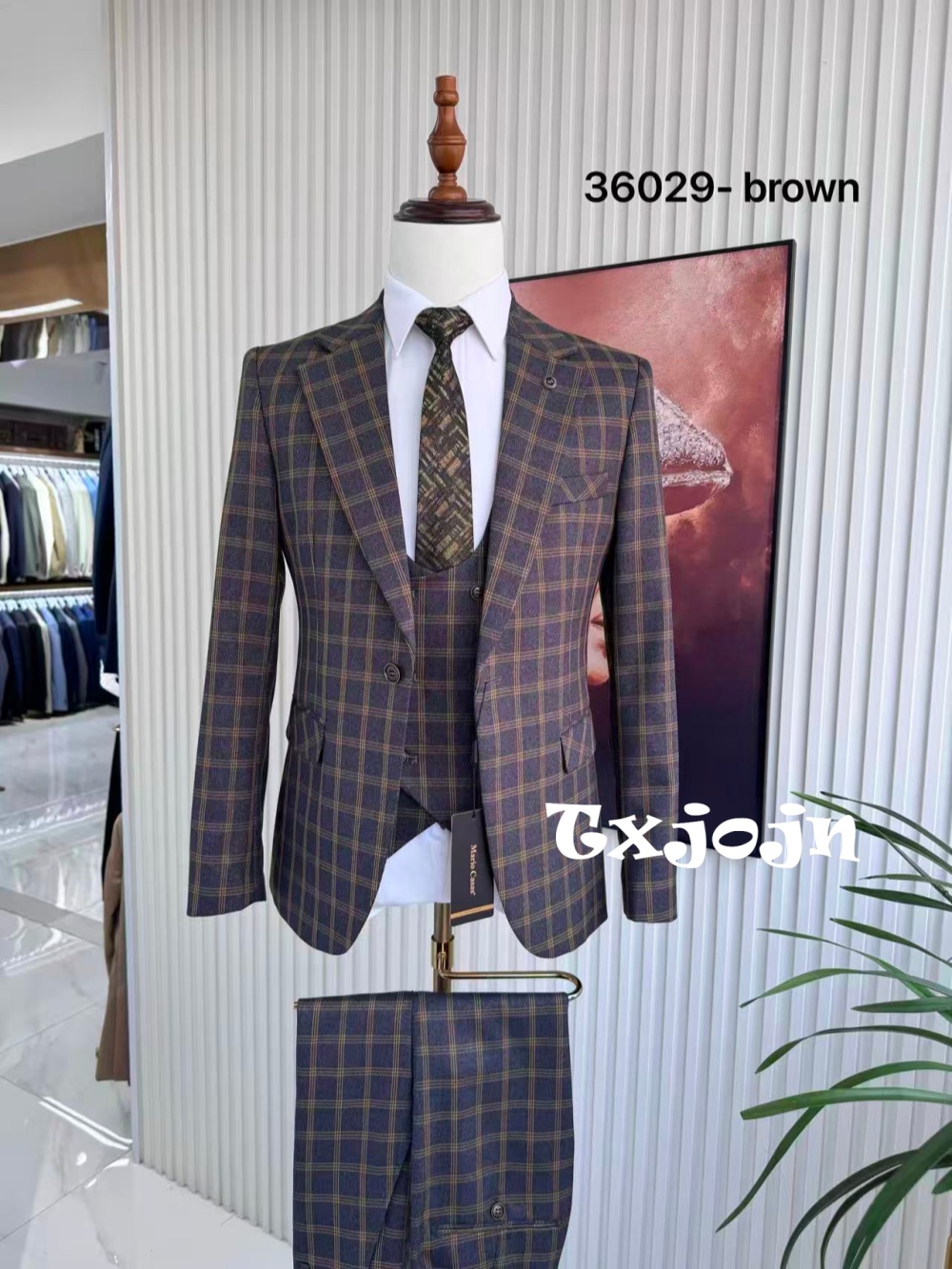 Men Formal Wear Sale - Plaid Men's Handsome Suit Set 3