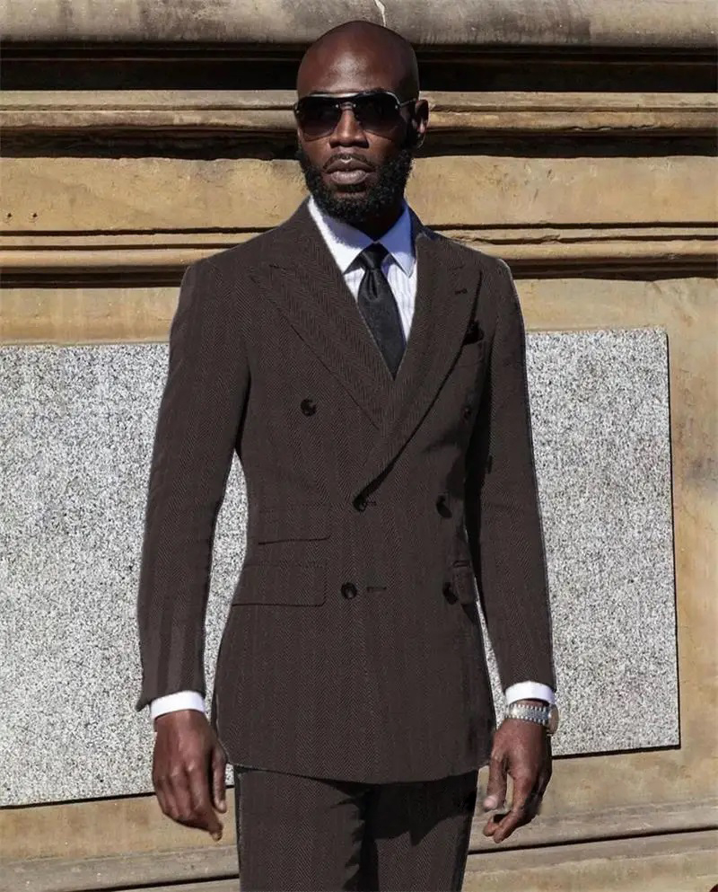 Men Formal Wear Jacket - Herringbone Suits for Men Groom Business