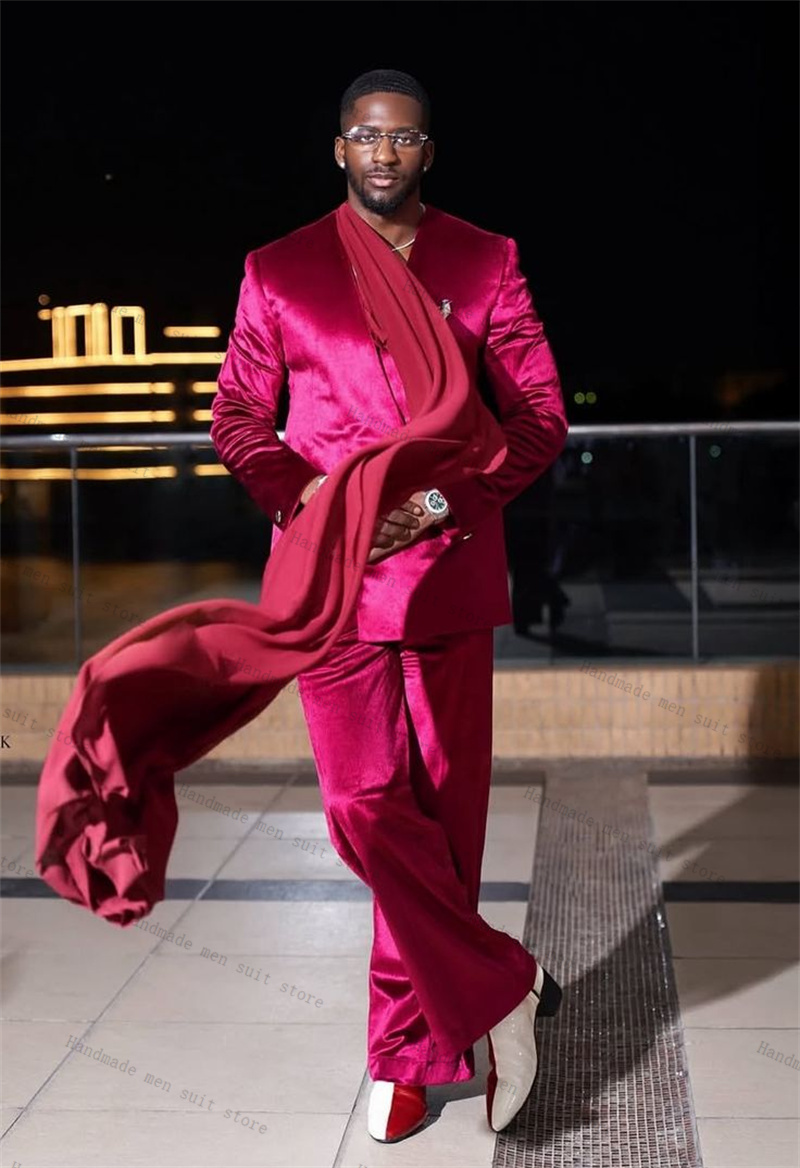 Pink Satin Men Suit Set 2 Piec - đánh giá và giá Men Formal Wear With Scarf