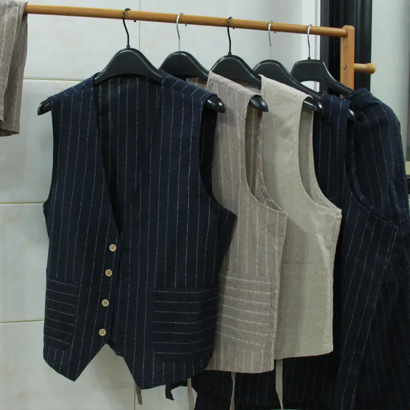 British Casual Linen Vest for  - đánh giá và giá Men Linen Formal Wear