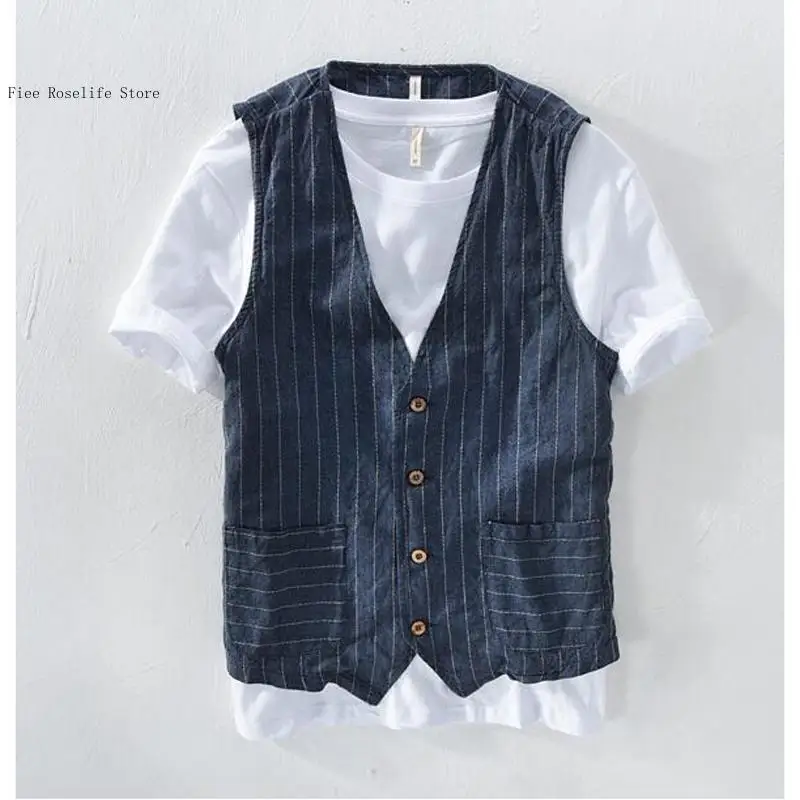 British Casual Linen Vest for  - đánh giá và giá Men Linen Formal Wear