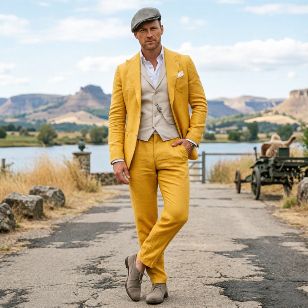 Sage Green Linen Men 3 Piece S - đánh giá và giá Men Linen Formal Wear