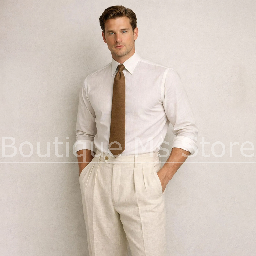 Fashion Men Linen 3 Piece Suit - đánh giá và giá Men Linen Formal Wear