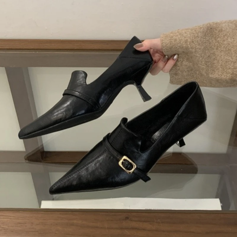 Elegant Kitten Heel Women Pump - đánh giá và giá Formal Belt Leather Thin