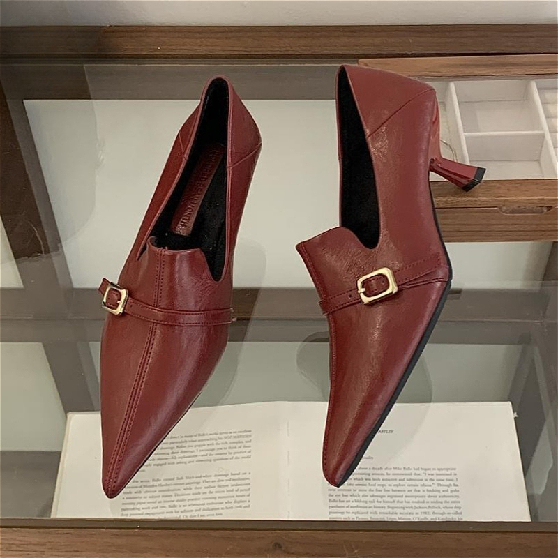 Elegant Kitten Heel Women Pump - đánh giá và giá Formal Belt Leather Thin
