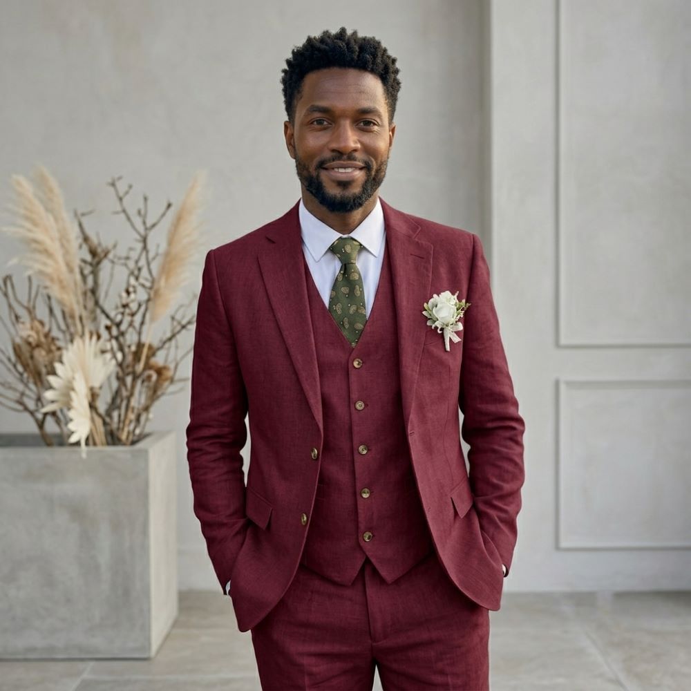 Linen Men Suits Notched Lapel  - đánh giá và giá Men Linen Formal Wear