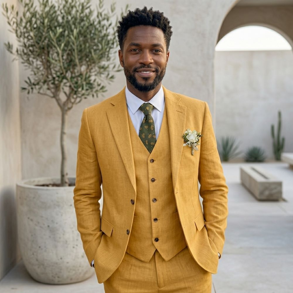 Linen Men Suits Notched Lapel  - đánh giá và giá Men Linen Formal Wear