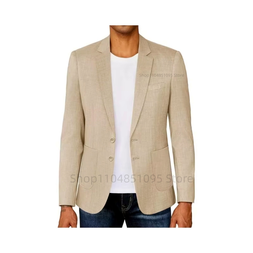 Slim Fit Men's Beige/Blue Line - đánh giá và giá Men Linen Formal Wear