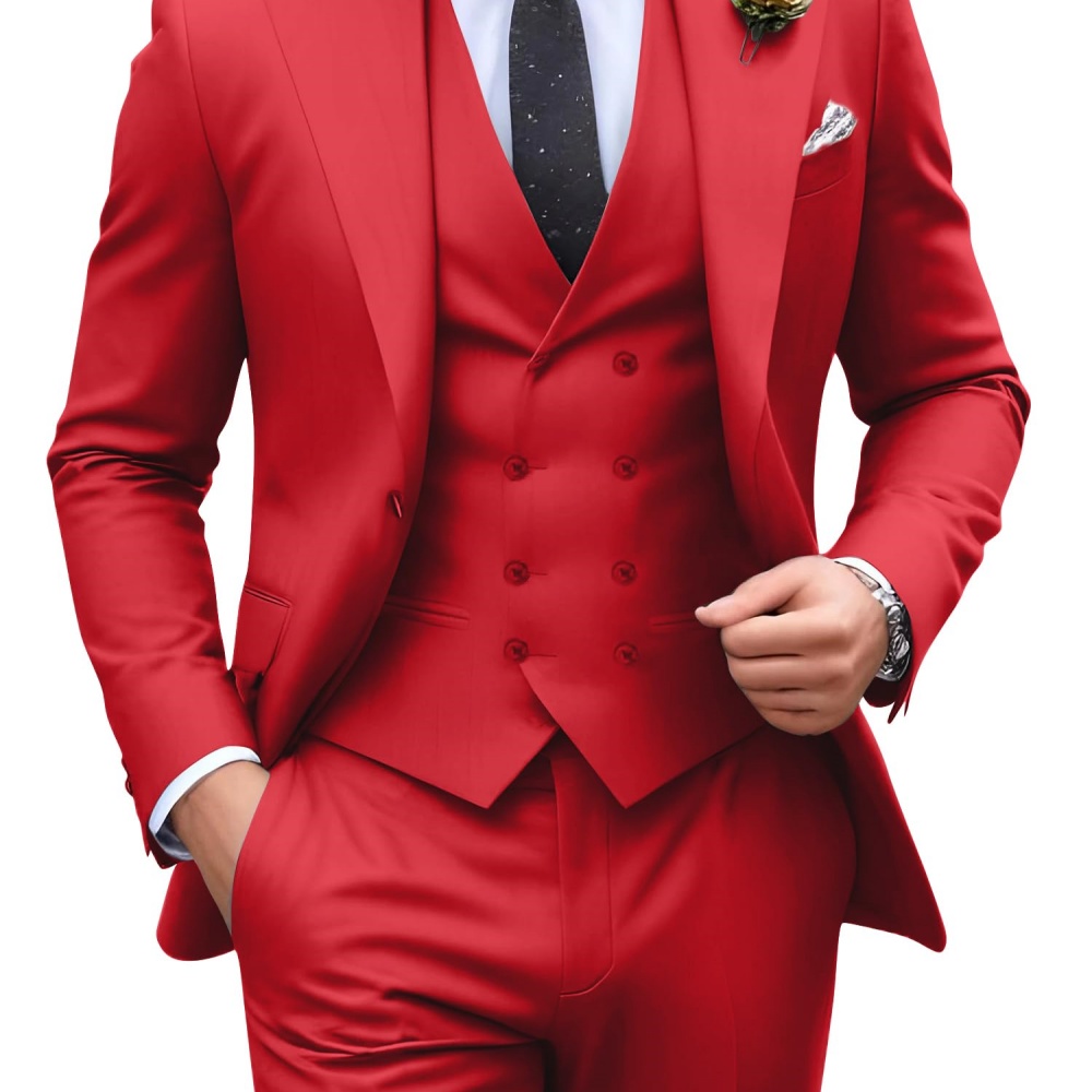3 Pieces Solid Color Men Suits - đánh giá và giá Men Formal Wear Jacket