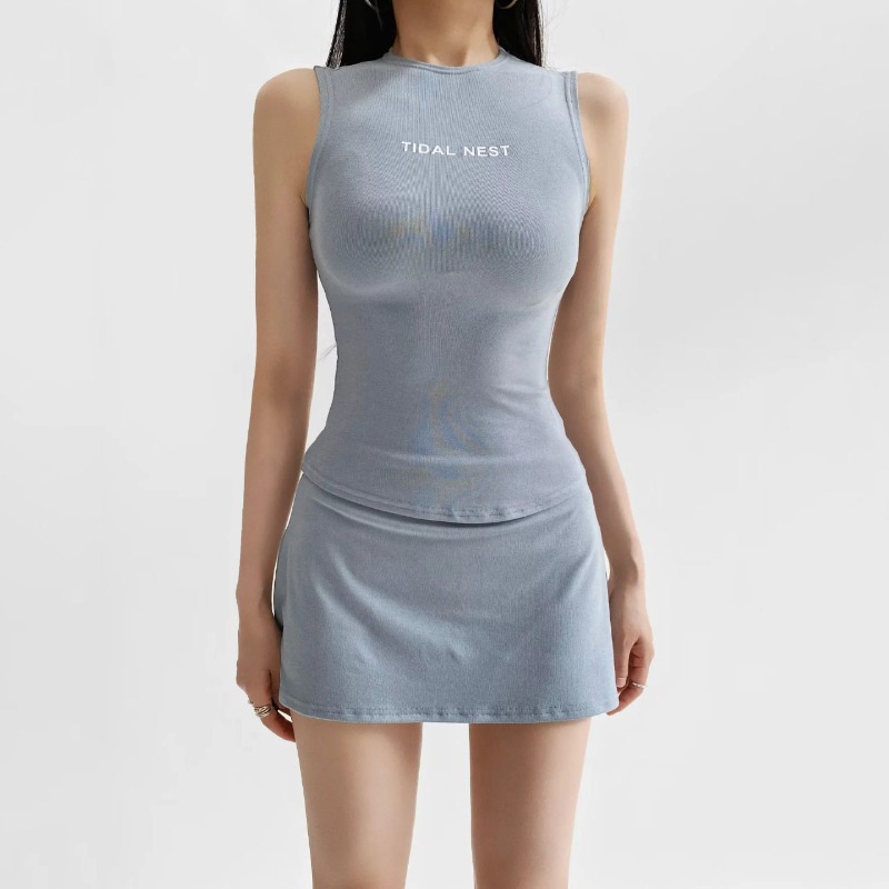 New Letter Printed Round Neck  - đánh giá và giá Slim Fit Suit Set