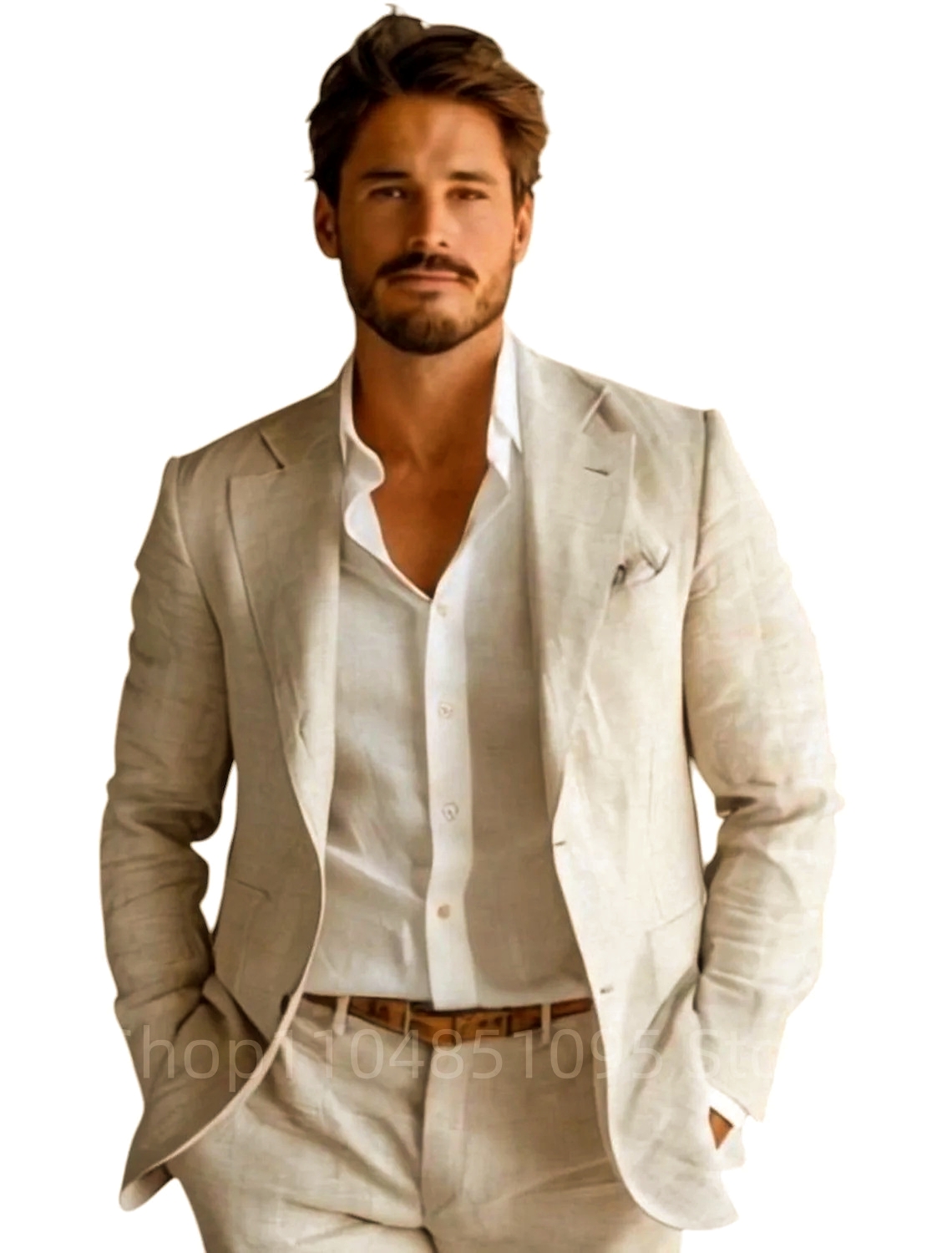 Blue Slim Fit Men's Linen Blaz - đánh giá và giá Men Linen Formal Wear