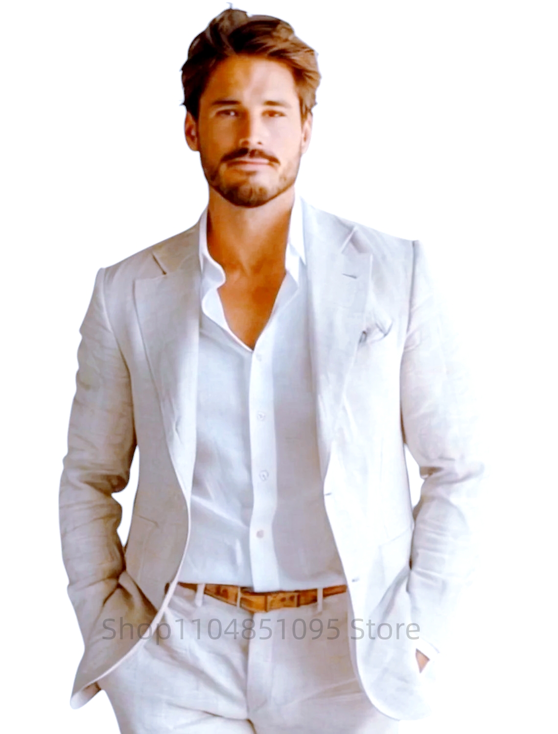 Blue Slim Fit Men's Linen Blaz - đánh giá và giá Men Linen Formal Wear