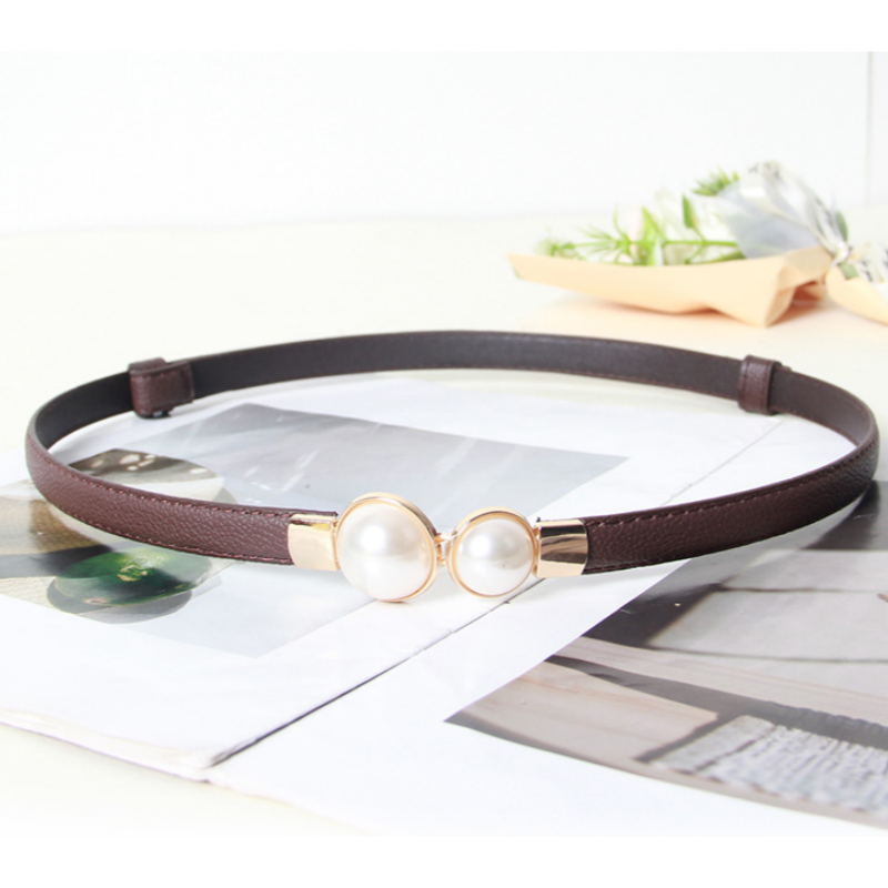 Elegant Vintage Pearl Waist Ch - đánh giá và giá Formal Belt Leather Thin