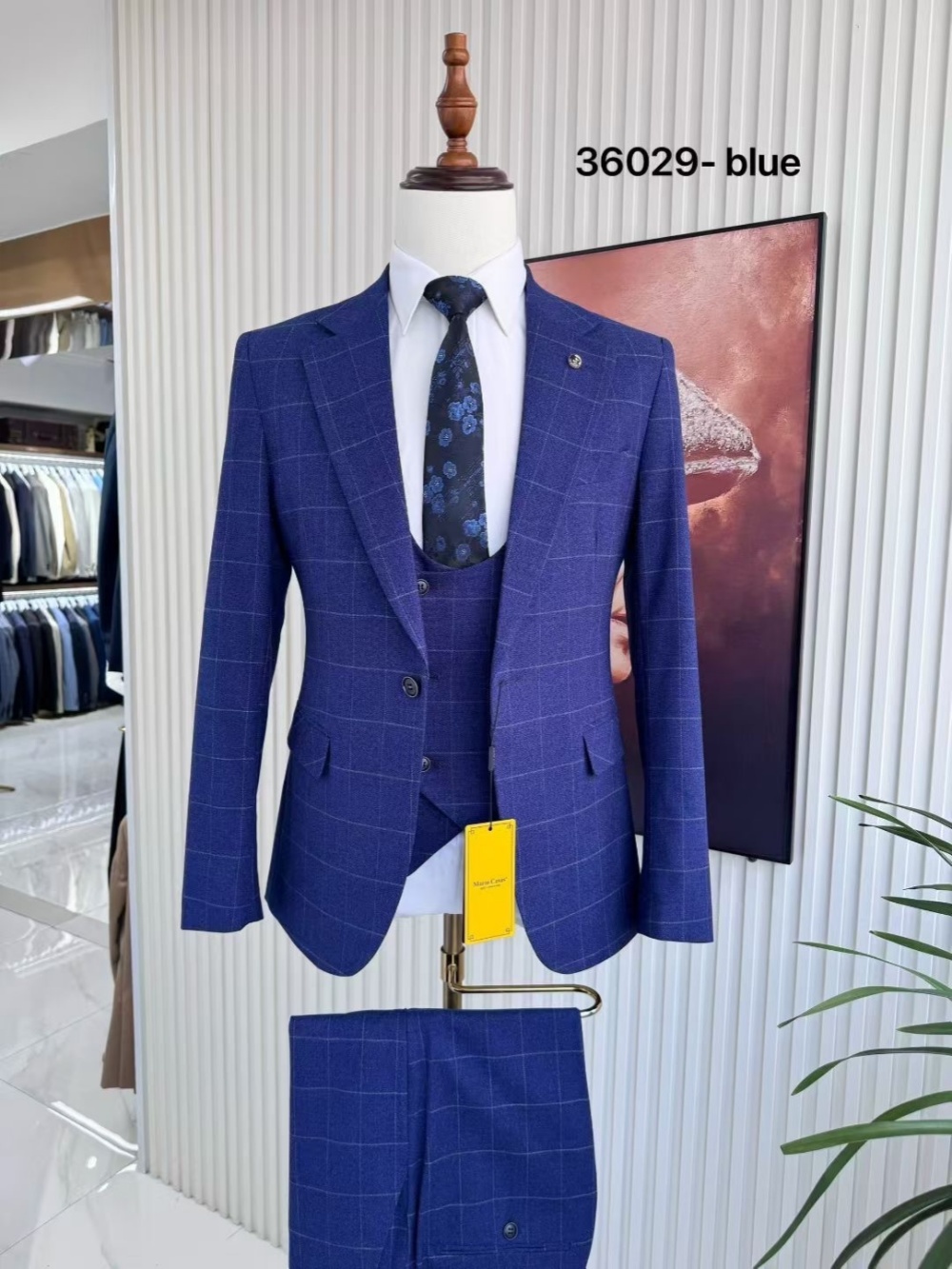 Plaid Men's Handsome Suit Set  - đánh giá và giá Men Formal Wear Sale