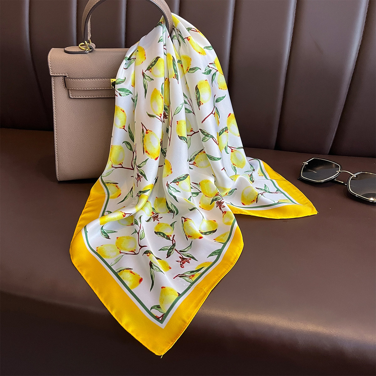 2025 New Yellow Lemon Print Sq - đánh giá và giá Silk Tie Woven