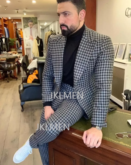 Houndstooth Mens Suits 2PCS We - đánh giá và giá Men Formal Wear Jacket