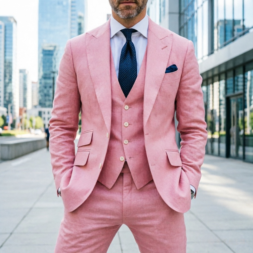 Sky Blue Linen Men Wedding Tux - đánh giá và giá Men Linen Formal Wear