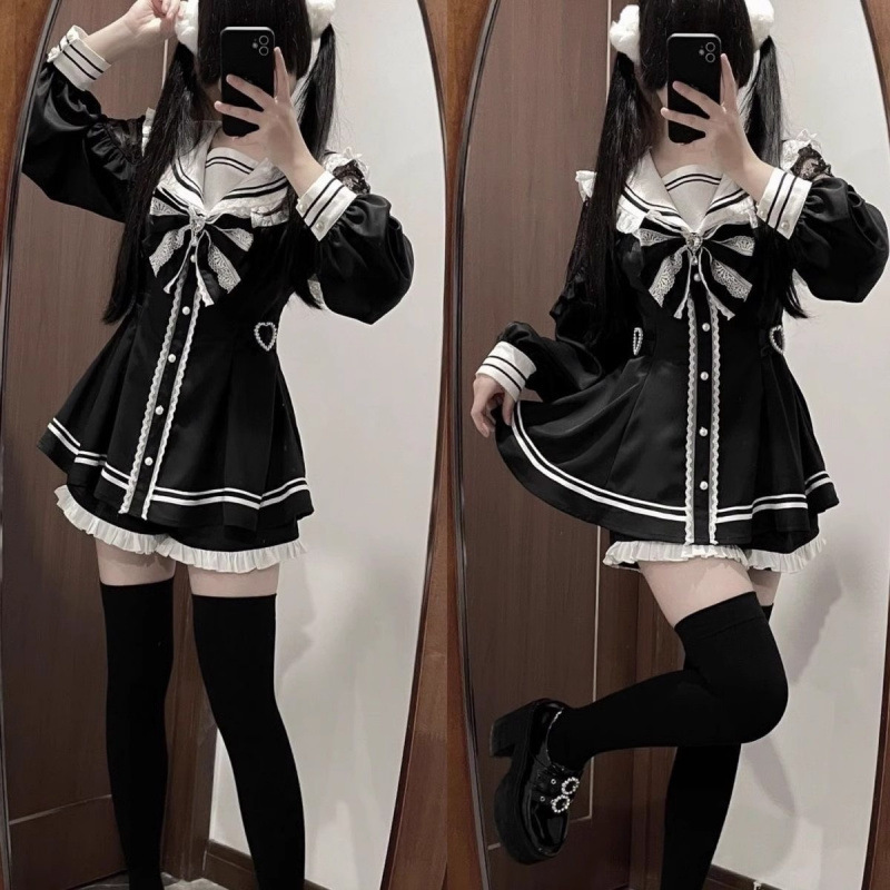 Jirai Kei Sailor Black Dress L - đánh giá và giá Slim Fit Suit Set