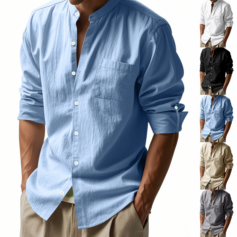 Men's Linen Stand Up Collar Sh - đánh giá và giá Men Linen Formal Wear