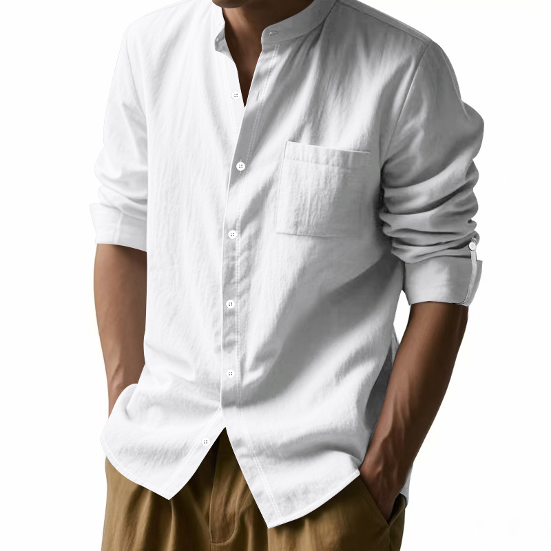 Men's Linen Stand Up Collar Sh - đánh giá và giá Men Linen Formal Wear