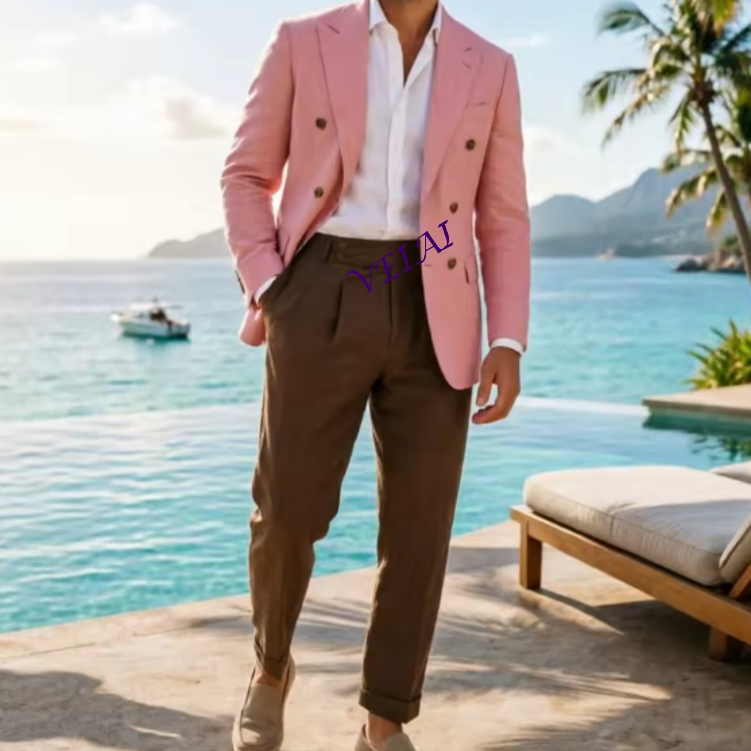 Customized 2 Piece Beige Linen - đánh giá và giá Men Linen Formal Wear